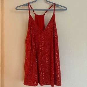 Red sequin tank NWOT Medium